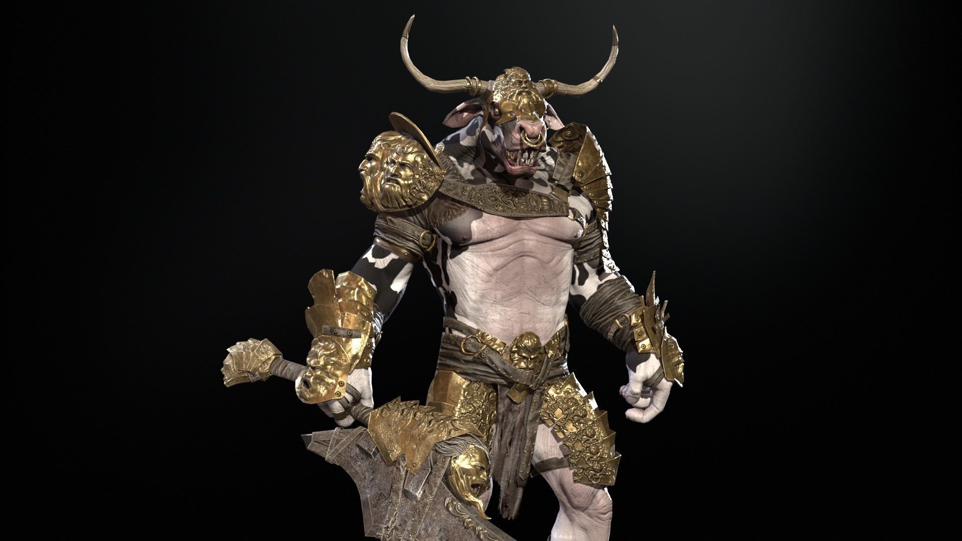 Minotaur boss Low-poly 3D model_37
