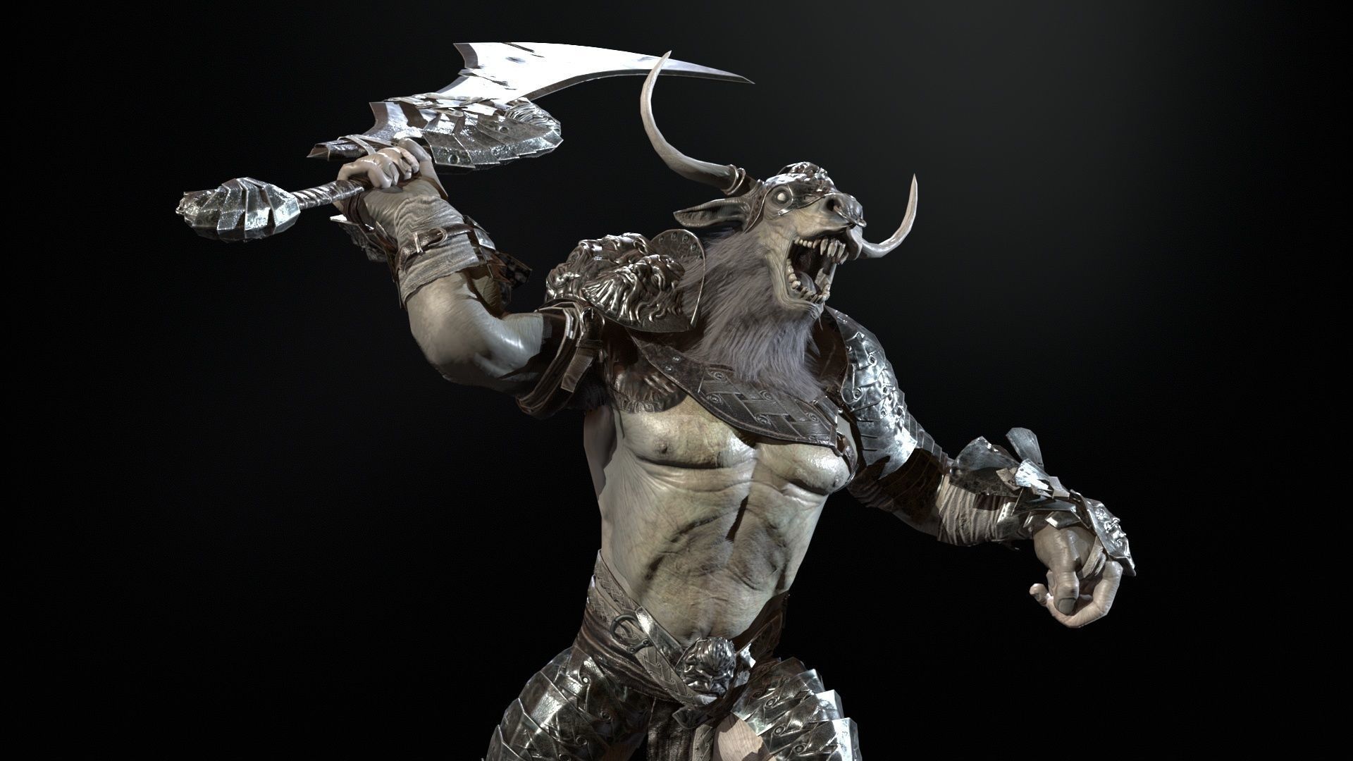 Minotaur boss Low-poly 3D model_29