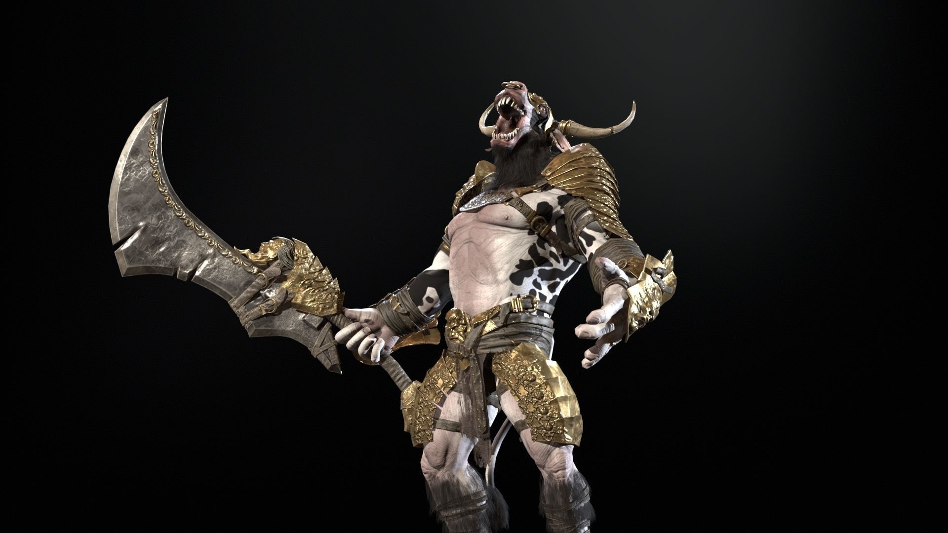 Minotaur boss Low-poly 3D model_33