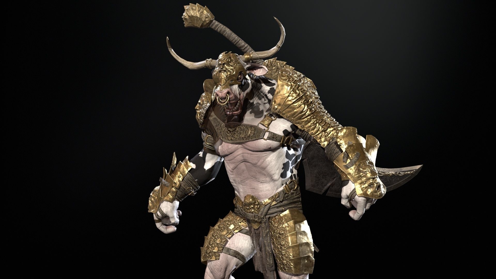 Minotaur boss Low-poly 3D model_38
