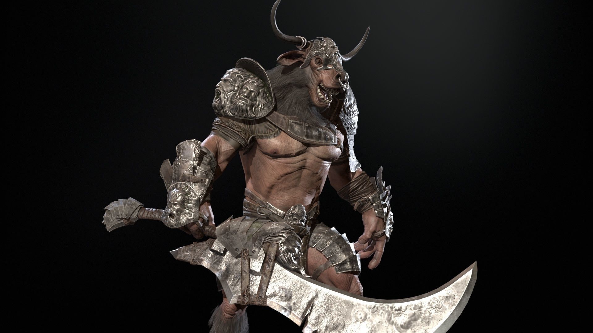 Minotaur boss Low-poly 3D model_2