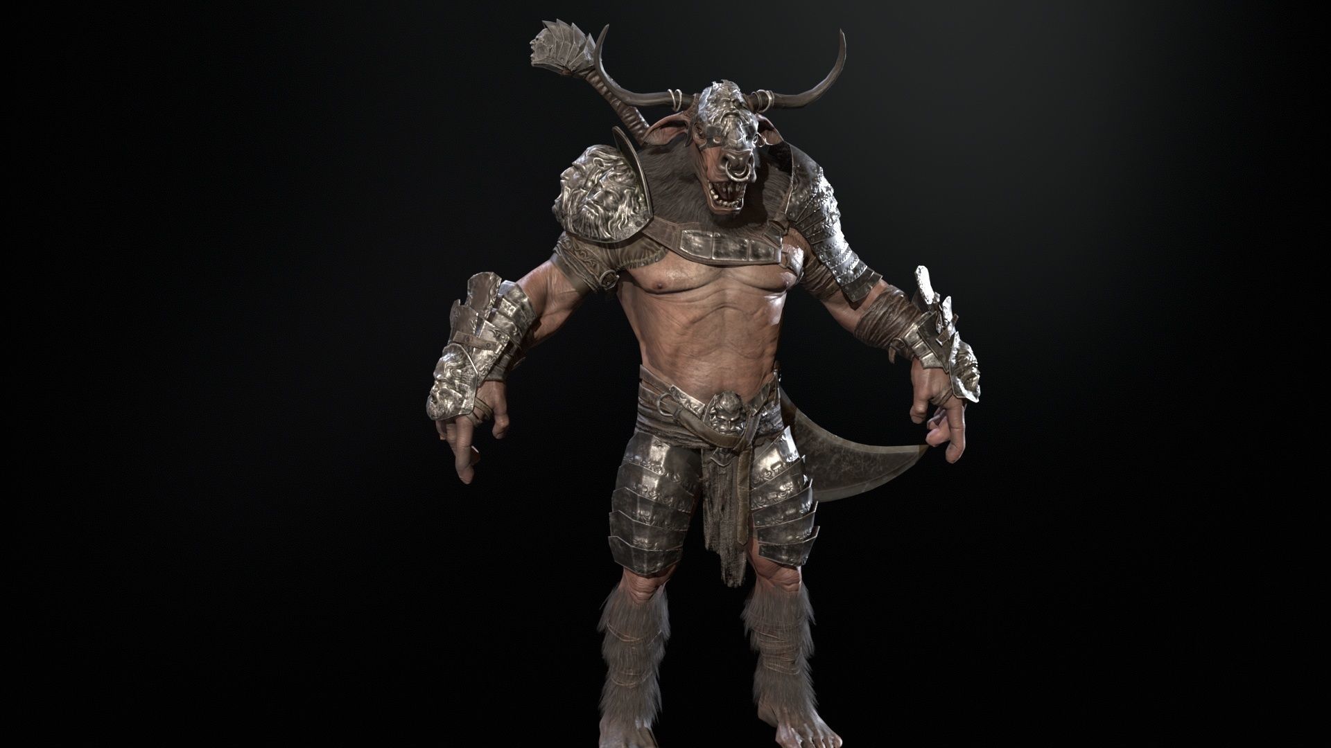 Minotaur boss Low-poly 3D model_14