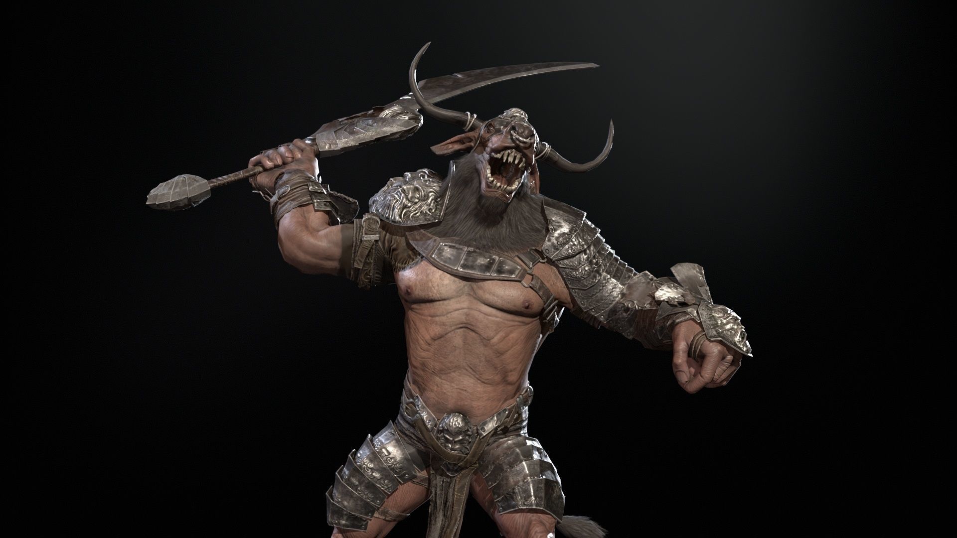Minotaur boss Low-poly 3D model_21