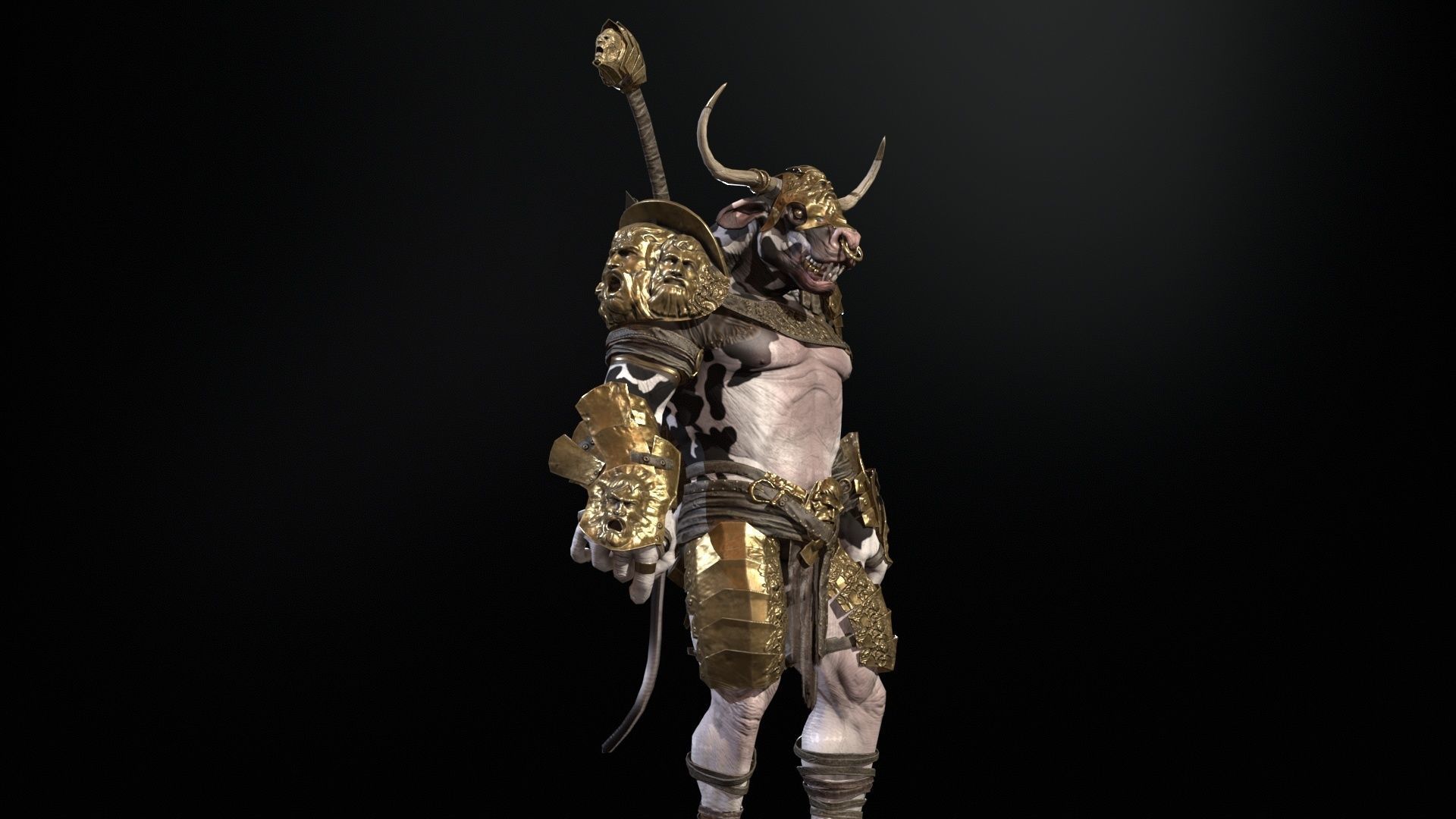 Minotaur boss Low-poly 3D model_36