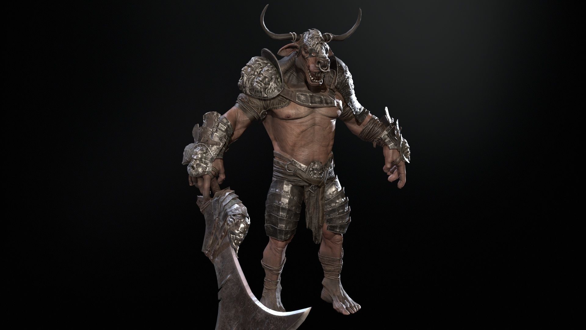Minotaur boss Low-poly 3D model_3