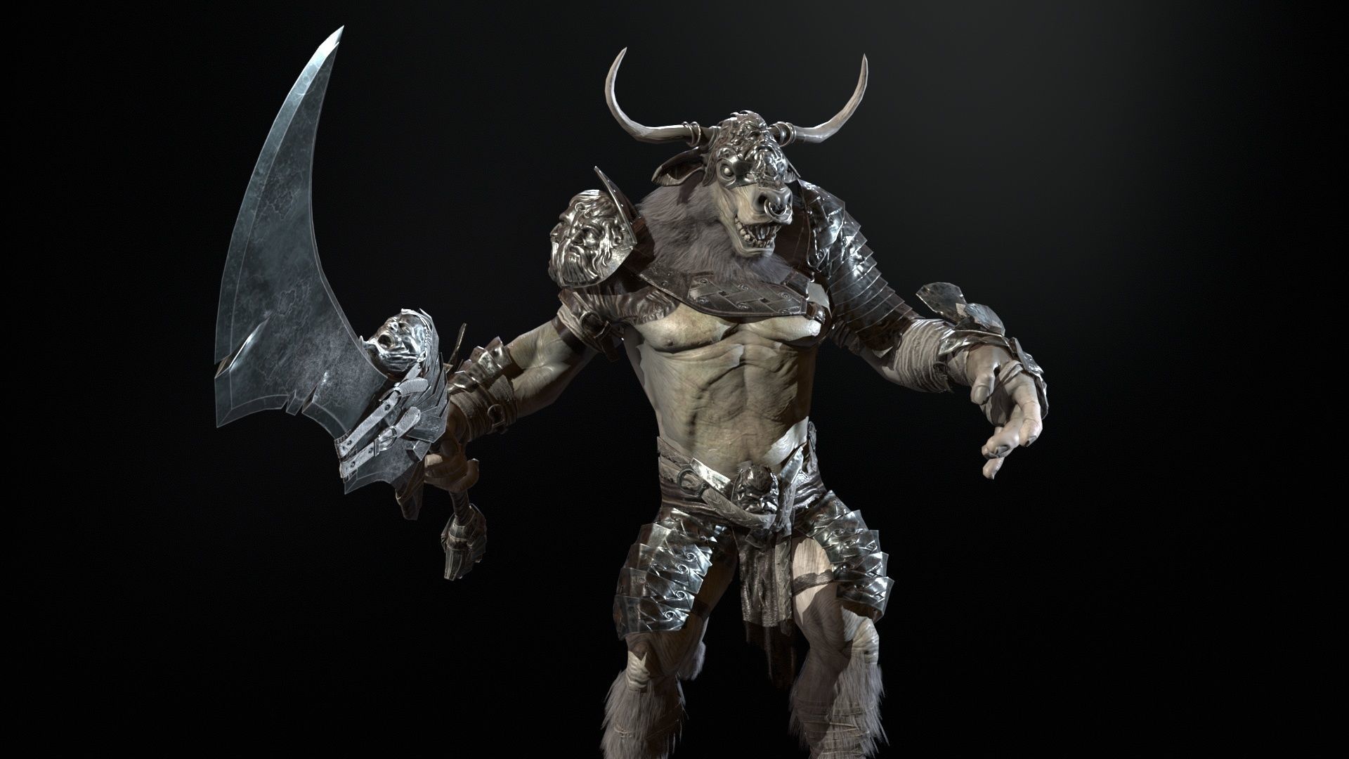 Minotaur boss Low-poly 3D model_28
