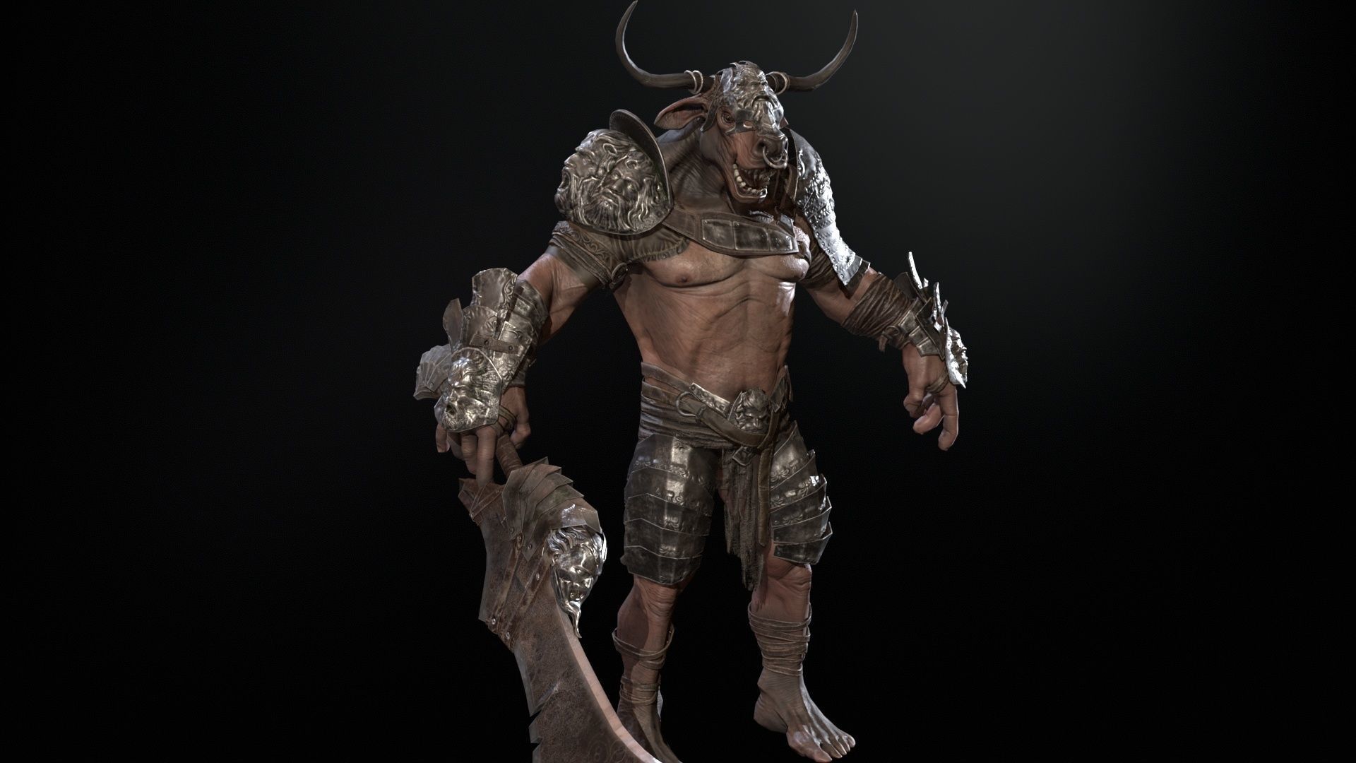 Minotaur boss Low-poly 3D model_11