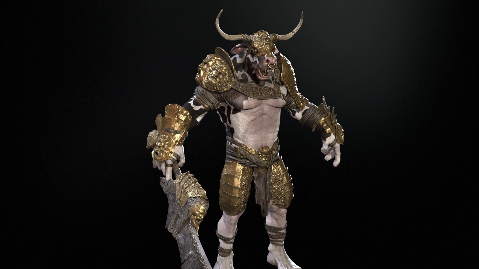 Minotaur boss Low-poly 3D model_5