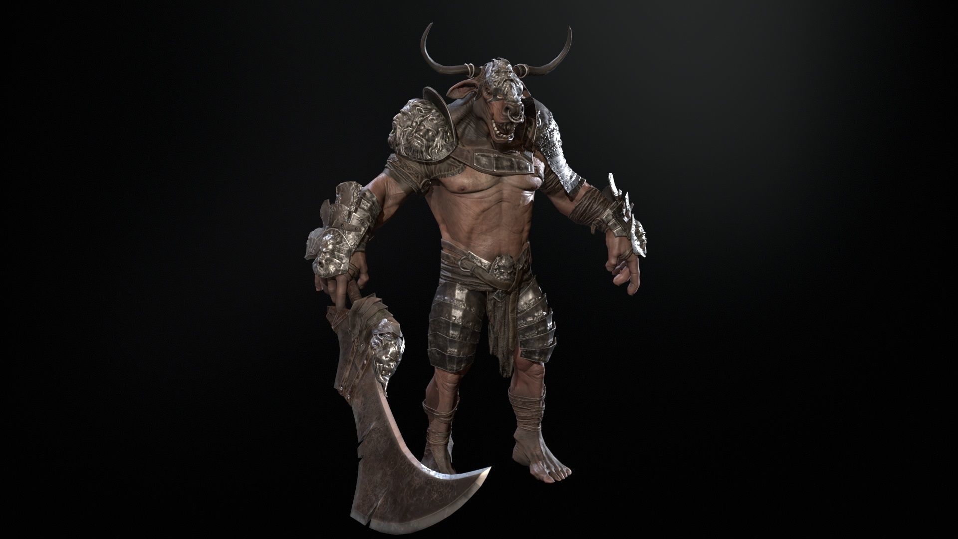 Minotaur boss Low-poly 3D model_13