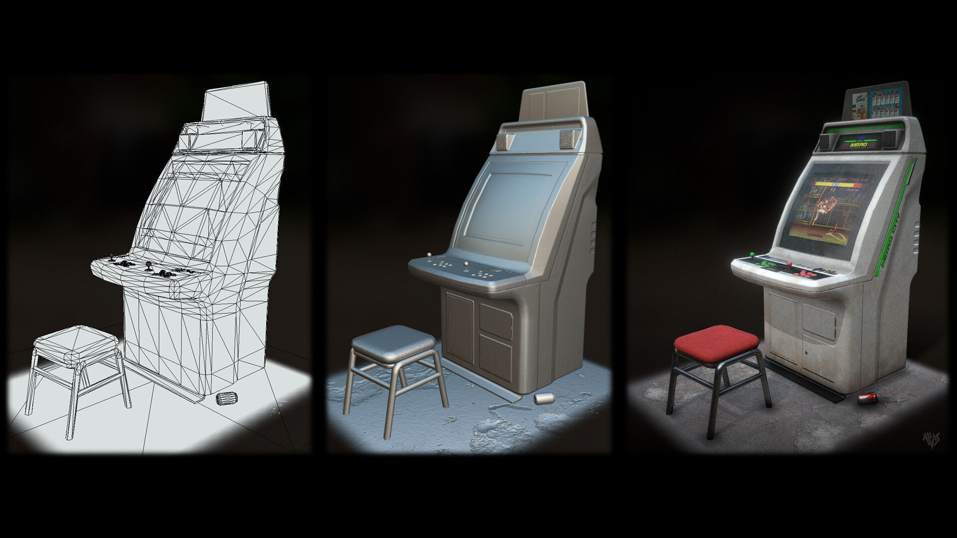 Astro City Arcade Machine Low-poly 3D model_1