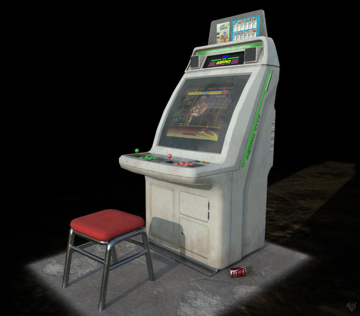 Astro City Arcade Machine Low-poly 3D model_3