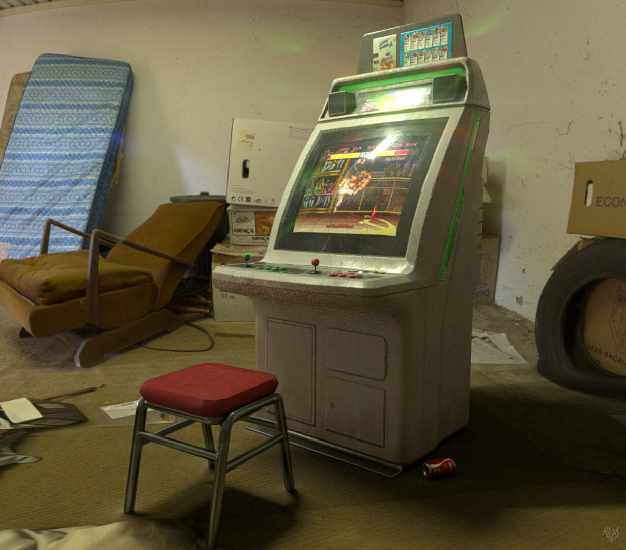 Astro City Arcade Machine Low-poly 3D model_4