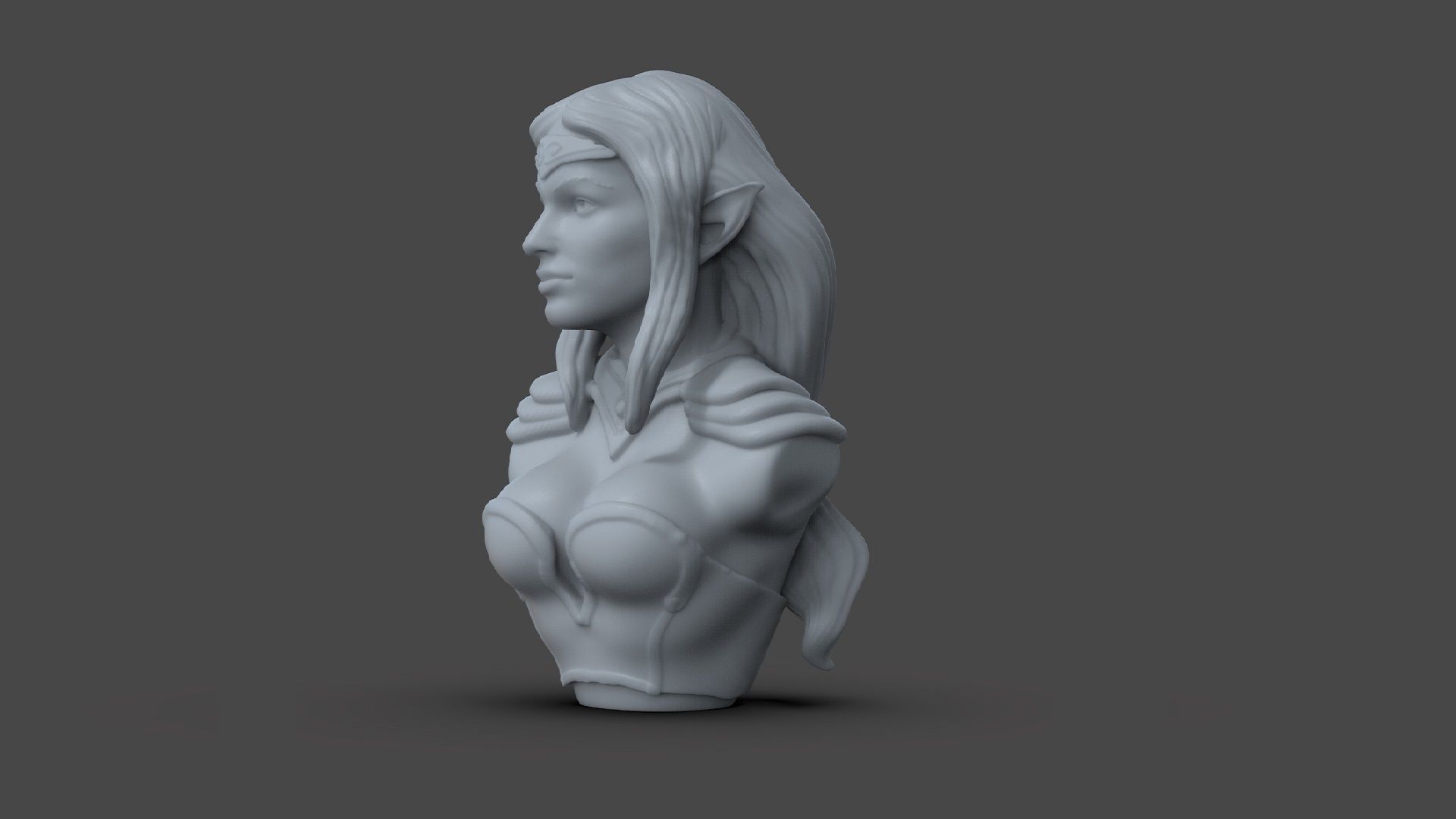 Elf Woman Bust 3D print model_2