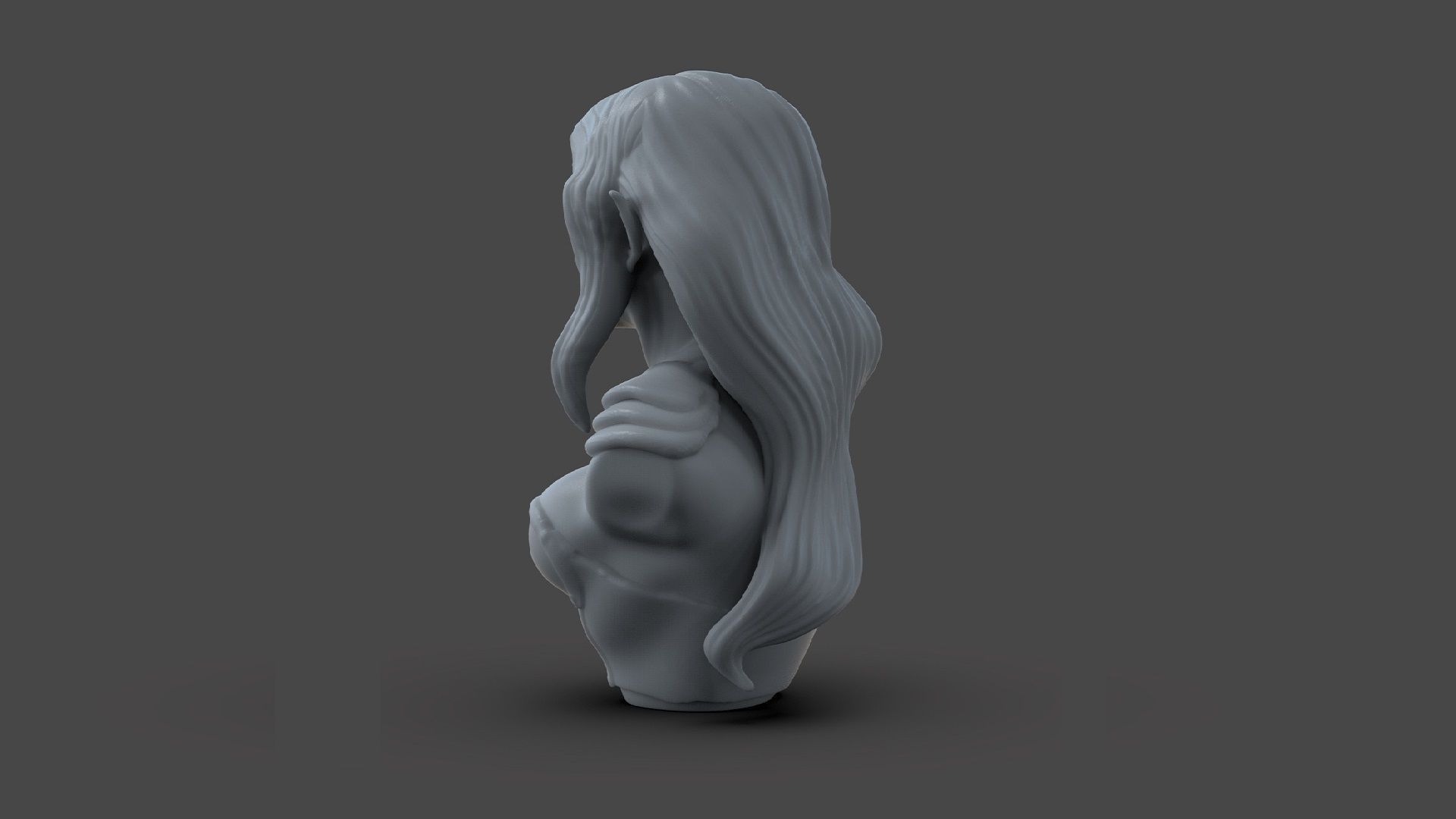 Elf Woman Bust 3D print model_4