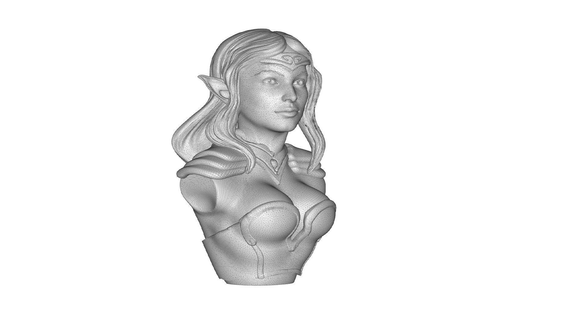 Elf Woman Bust 3D print model_6