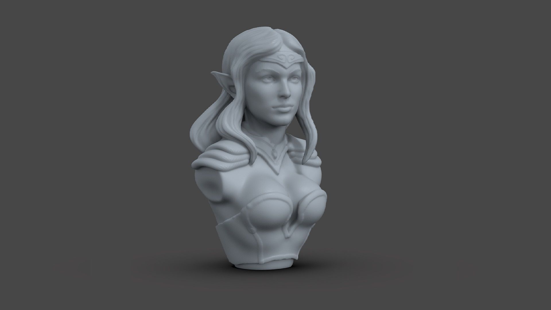 Elf Woman Bust 3D print model_1