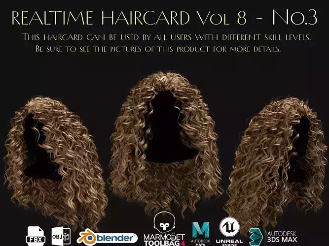 Realtime Haircard Vol 8 - No3 Low-poly 3D model