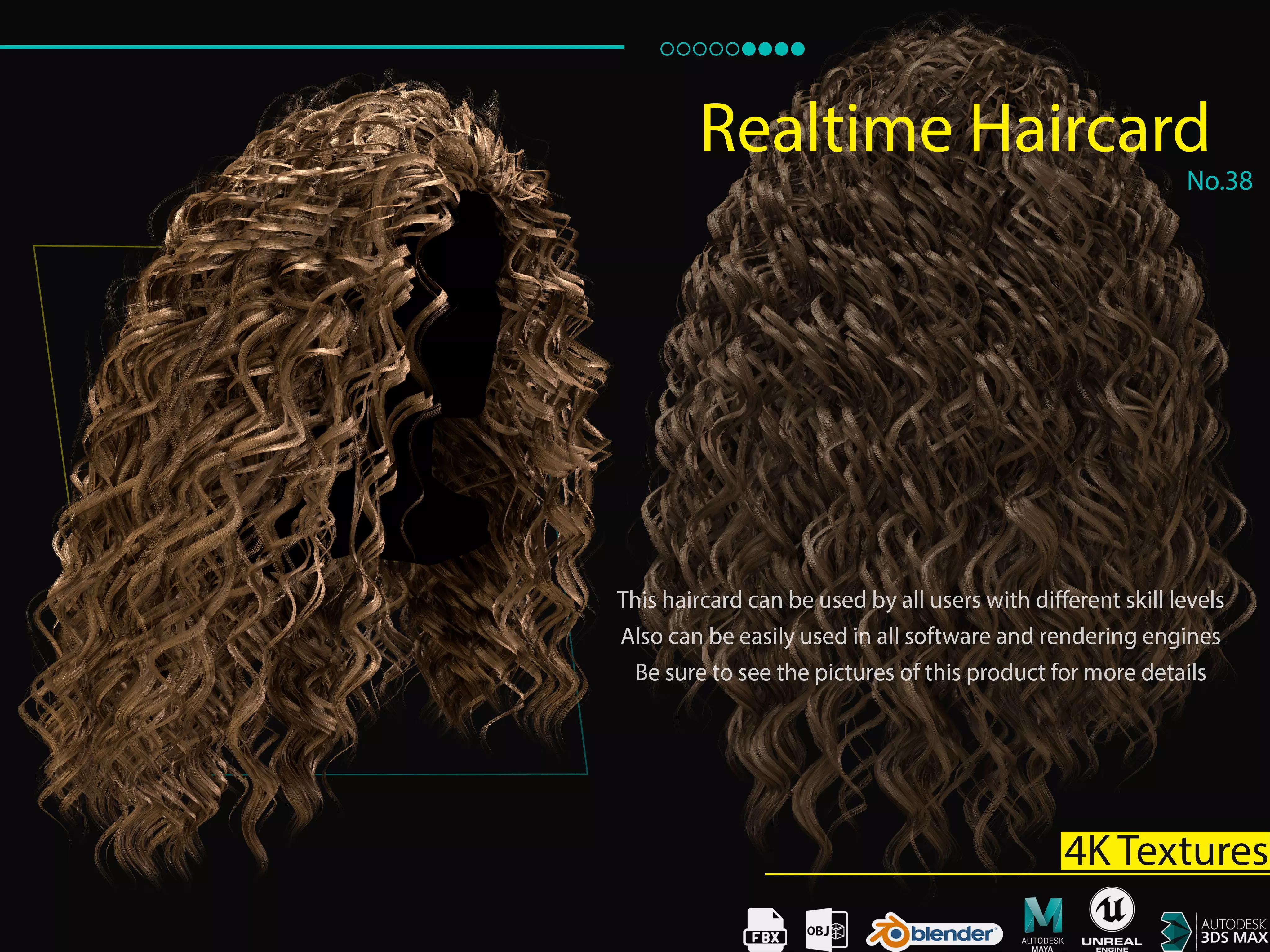 Realtime Haircard No38 Low-poly 3D model_0
