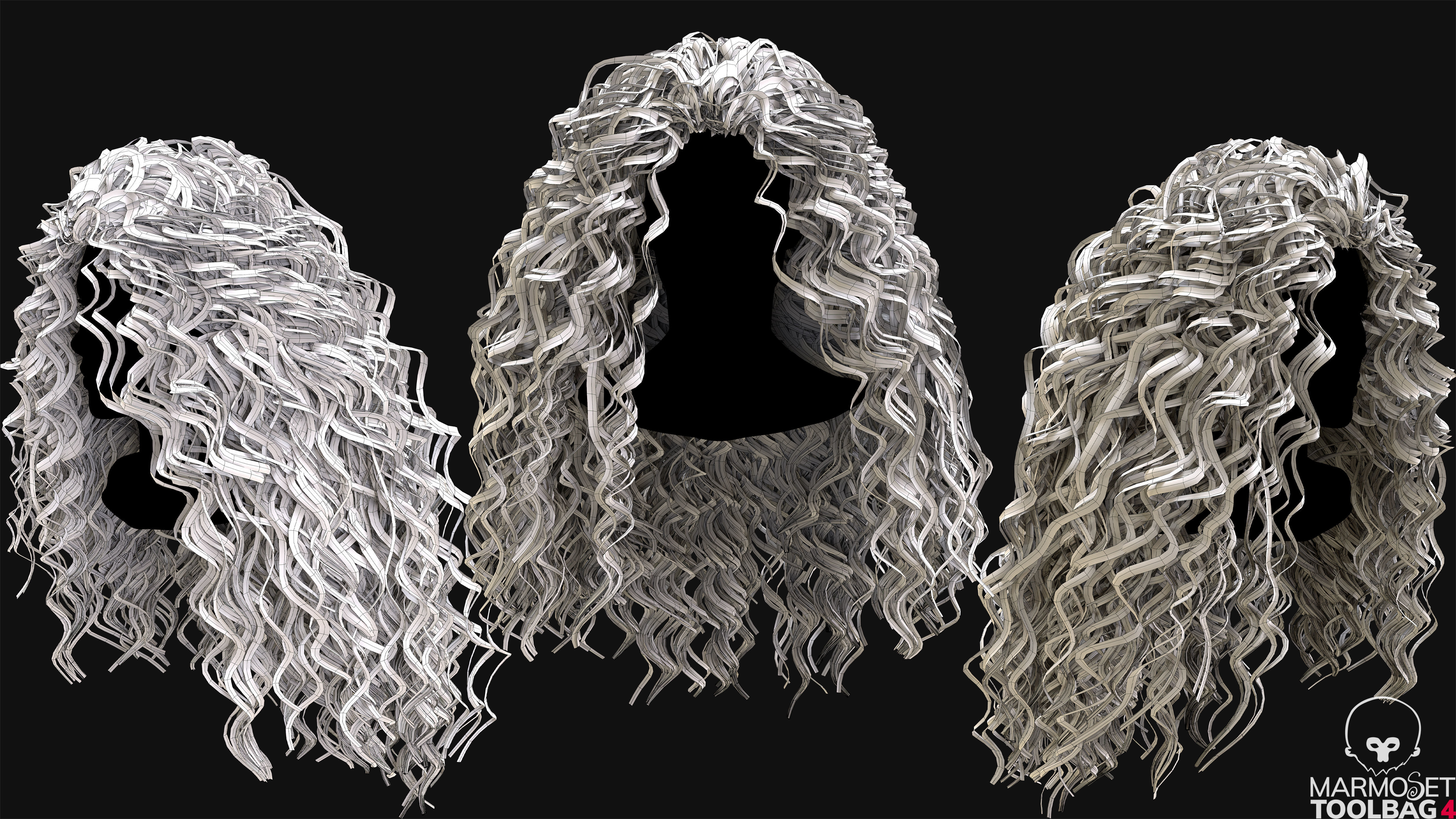 Realtime Haircard No38 Low-poly 3D model_6