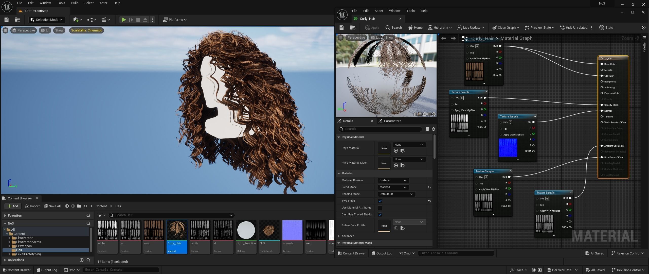 Realtime Haircard No38 Low-poly 3D model_2