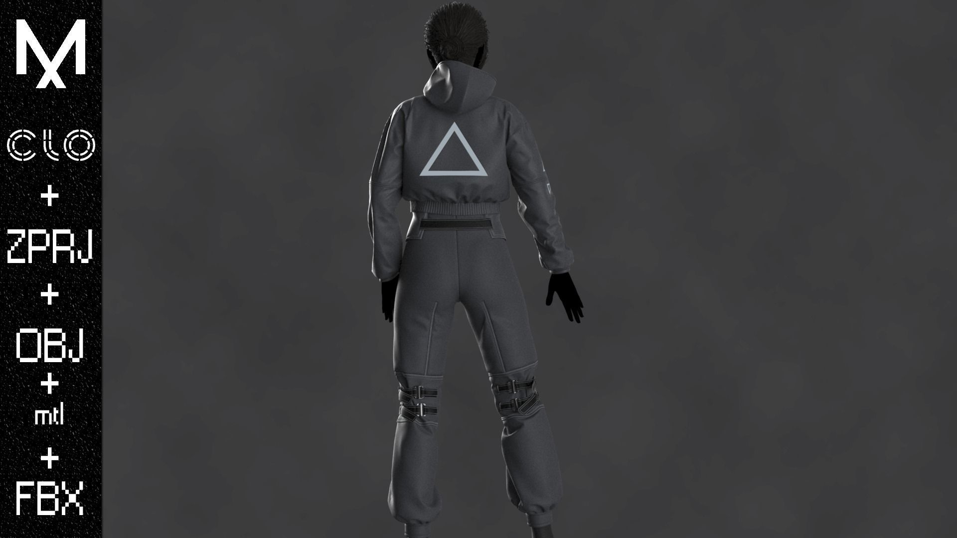 Techwear Outfit Female OBJ mtl FBX ZPRJ 3D model_7