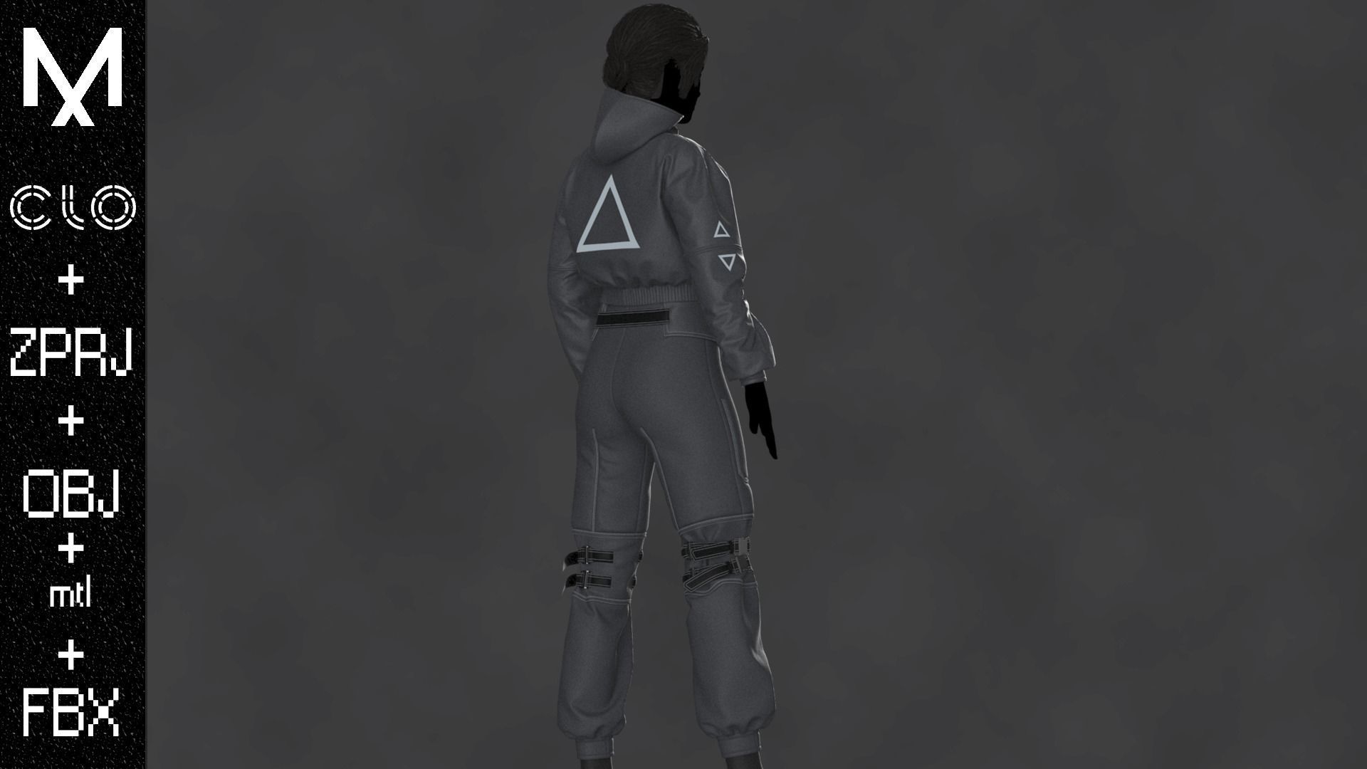 Techwear Outfit Female OBJ mtl FBX ZPRJ 3D model_8