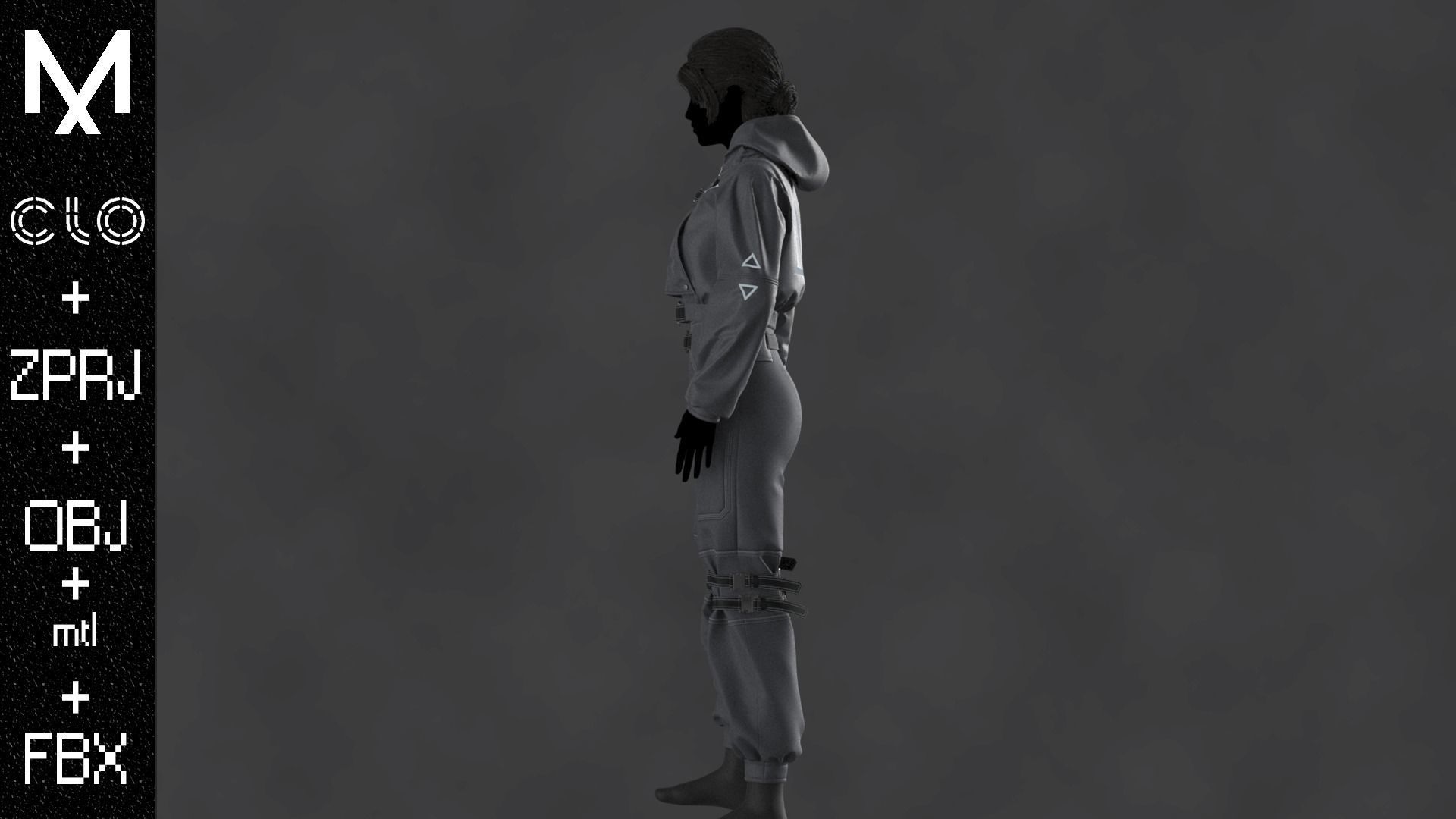 Techwear Outfit Female OBJ mtl FBX ZPRJ 3D model_6