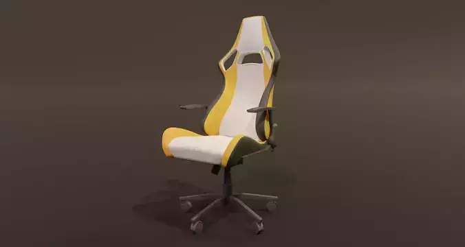 Modern colorful gaming gamer chair yellow white  Low-poly 3D model