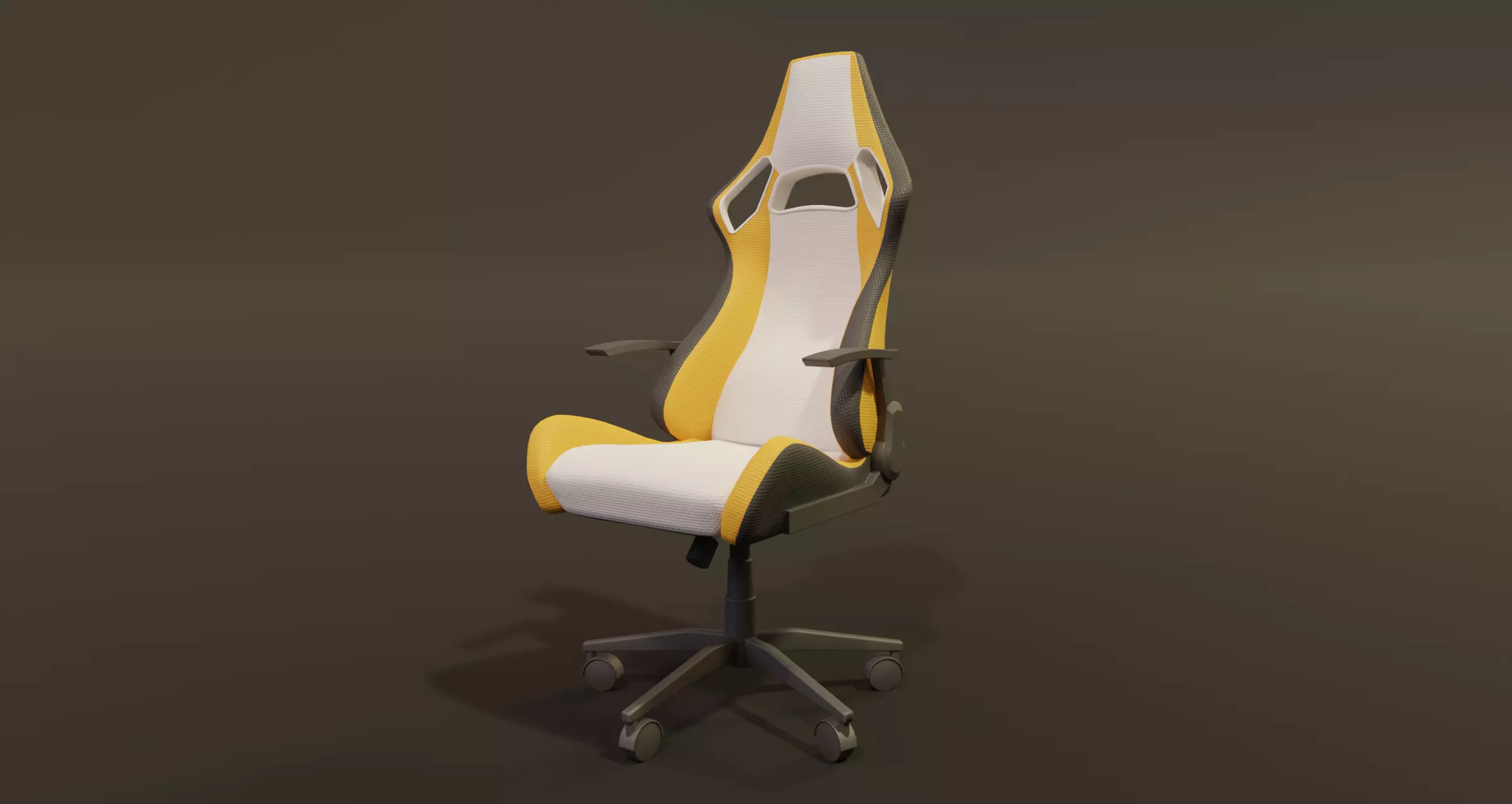 Modern colorful gaming gamer chair yellow white Low-poly 3D model