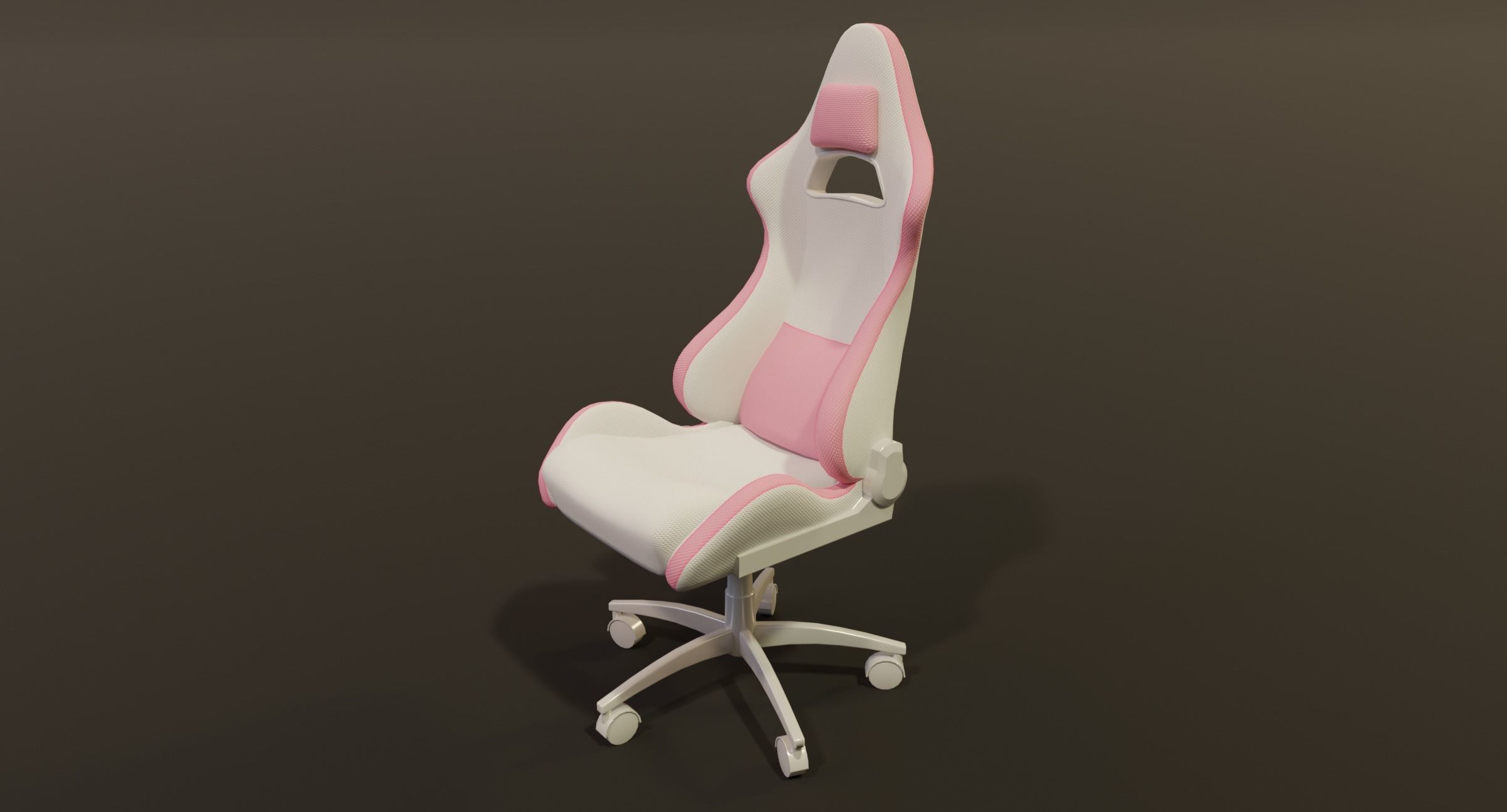cute girl gaming chair gamer chair pink white modern cute Low-poly 3D model_1