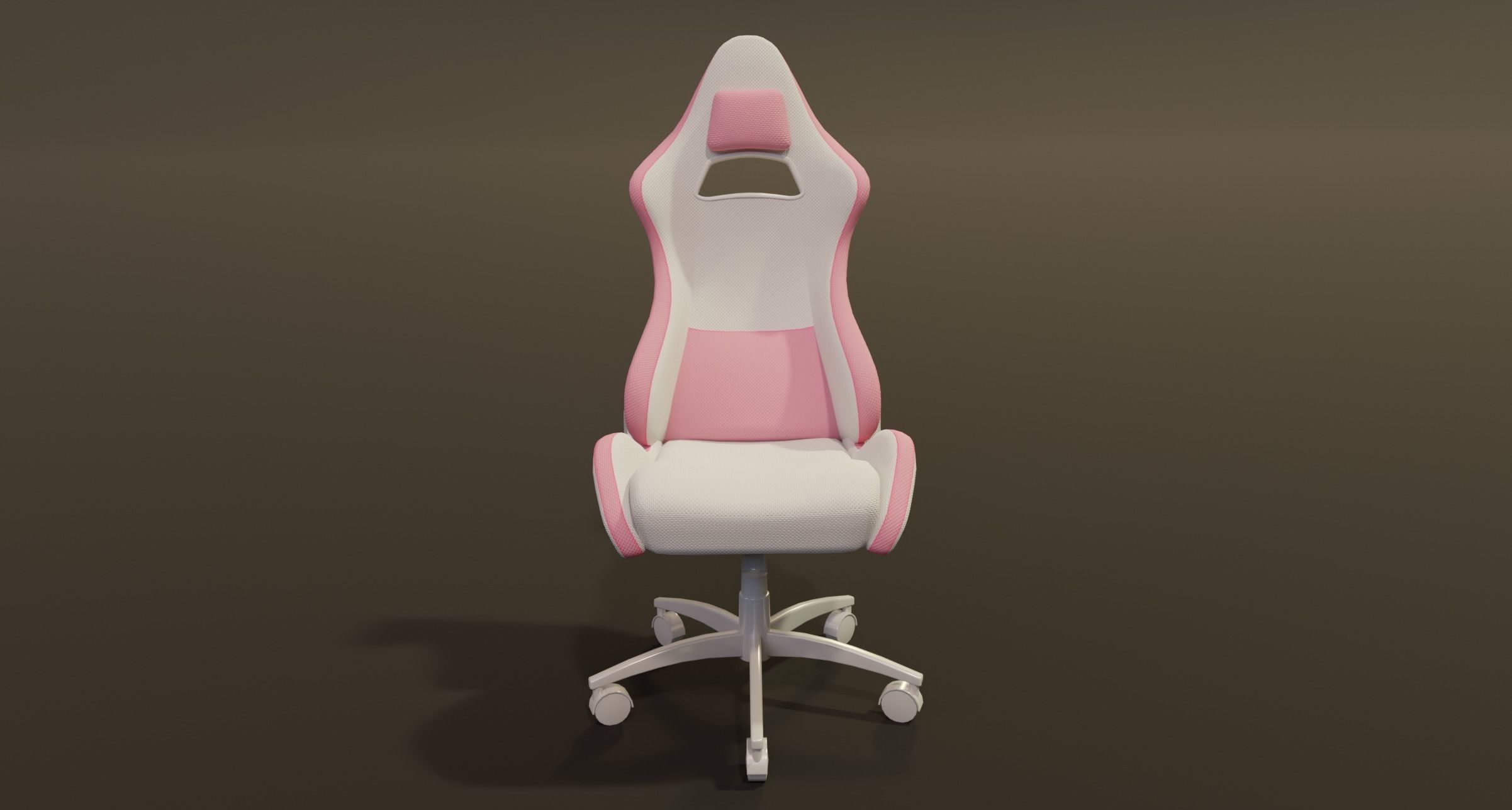 cute girl gaming chair gamer chair pink white modern cute Low-poly 3D model_7