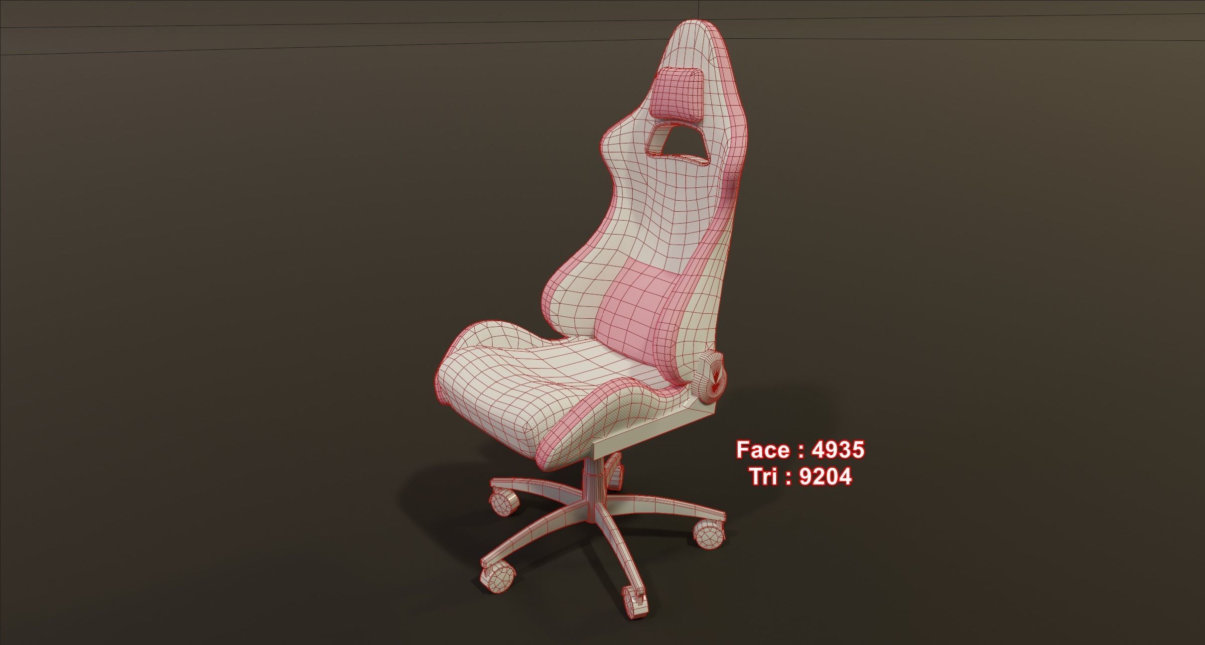 cute girl gaming chair gamer chair pink white modern cute Low-poly 3D model_2