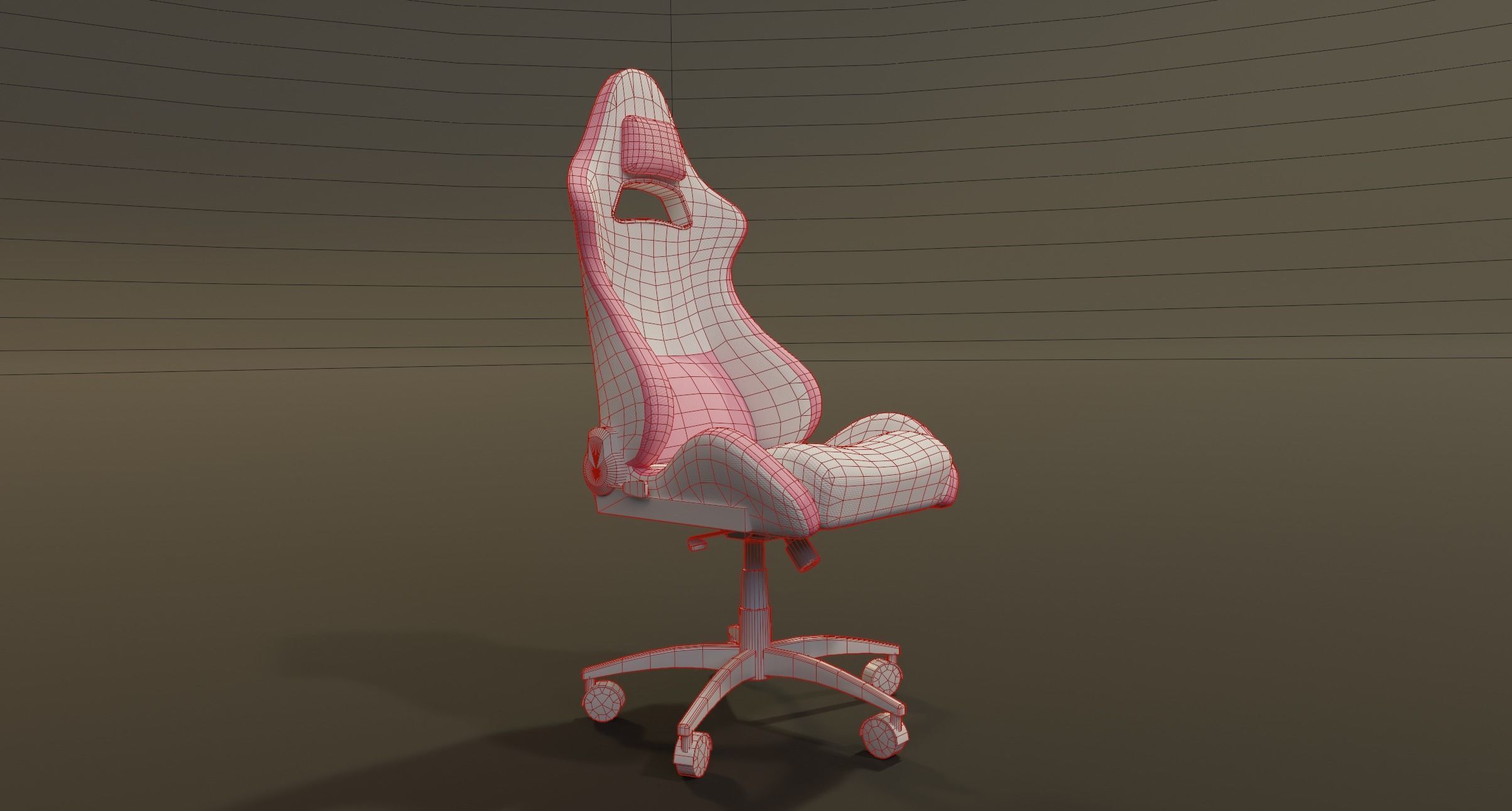cute girl gaming chair gamer chair pink white modern cute Low-poly 3D model_8