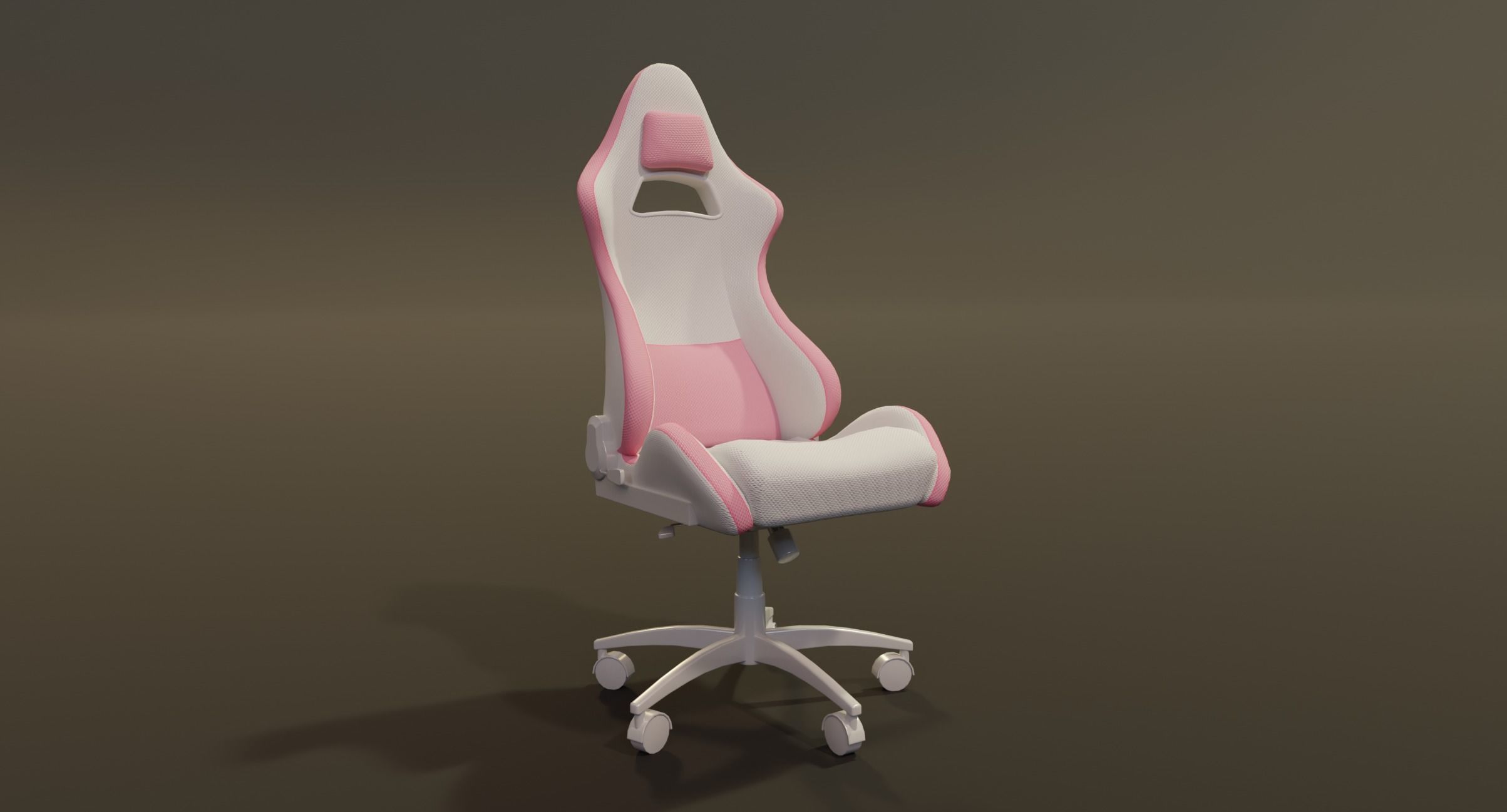 cute girl gaming chair gamer chair pink white modern cute Low-poly 3D model_9