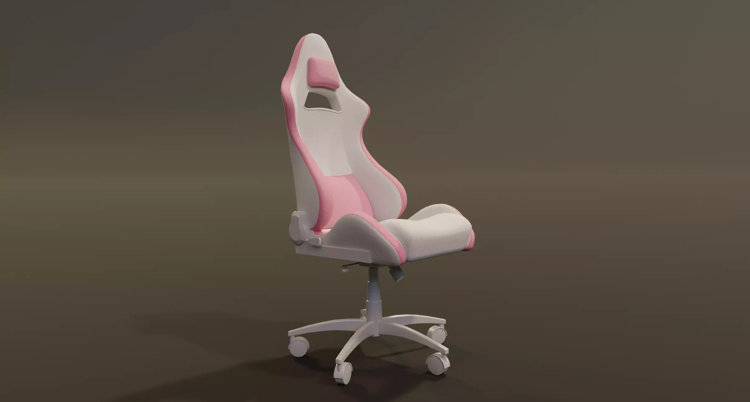 cute girl gaming chair gamer chair pink white modern cute Low-poly 3D model_0