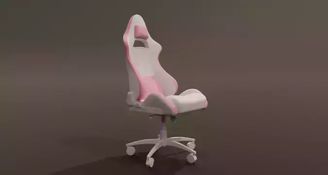 cute girl gaming chair gamer chair pink white modern cute Low-poly 3D model
