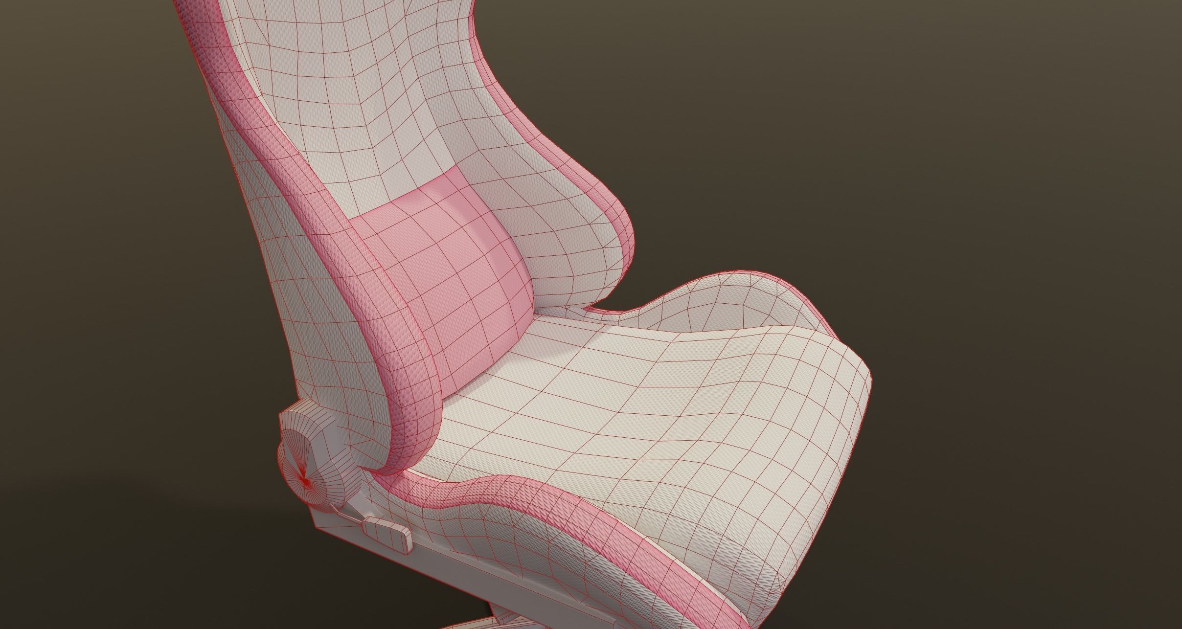cute girl gaming chair gamer chair pink white modern cute Low-poly 3D model_4