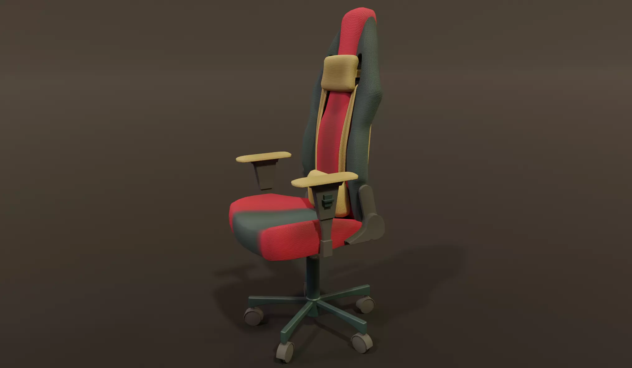 Gaming chair gamer chair colorful red gold gray design Low-poly 3D model