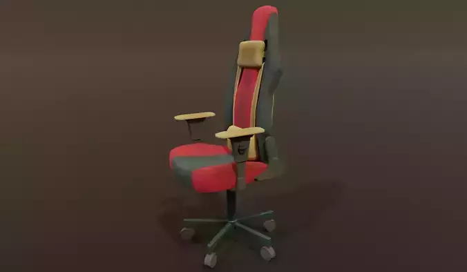 Gaming chair gamer chair colorful red gold gray design Low-poly 3D model