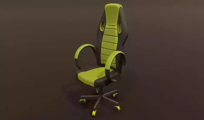 gaming chair neon green color gamer swivel chair Low-poly 3D model