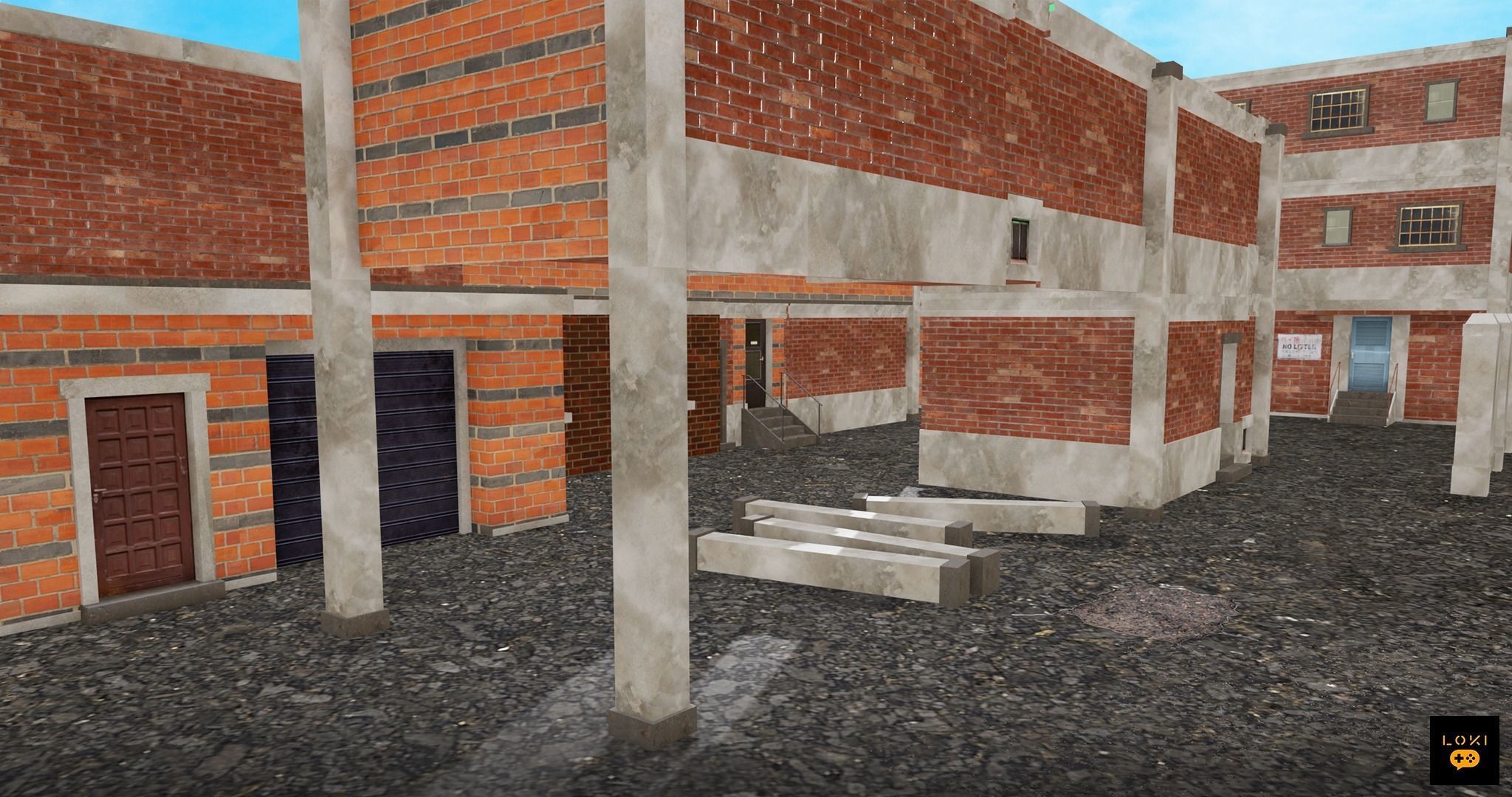 Abandoned Alley Environment - FPS Unity3D Game Ready Map Low-poly 3D model_6