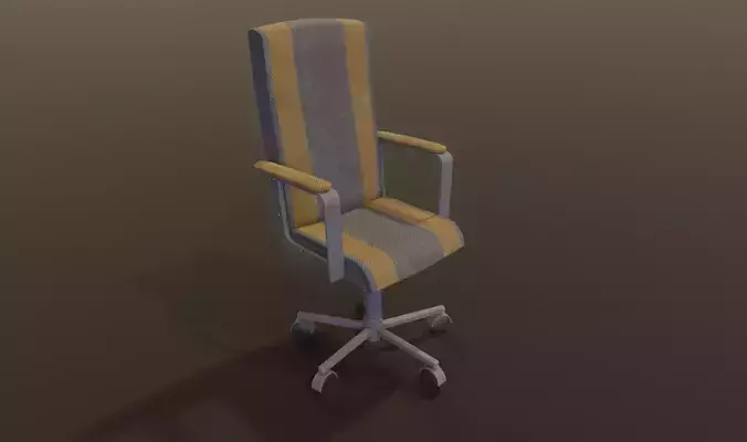 old style gaming chair retro color yellow gray Low-poly 3D model