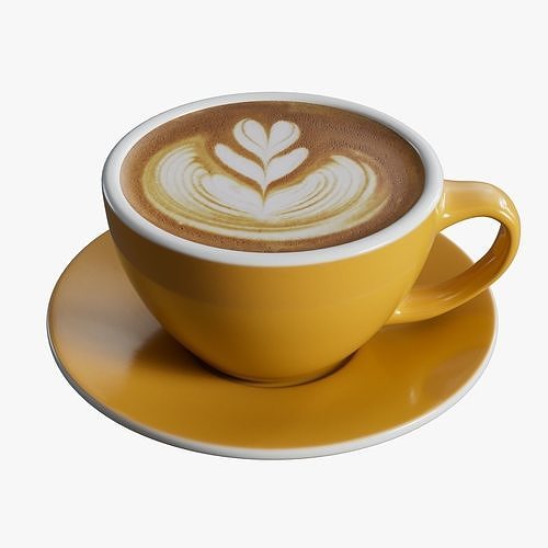 Latte Art Porcelain Cup With Saucer 3D model