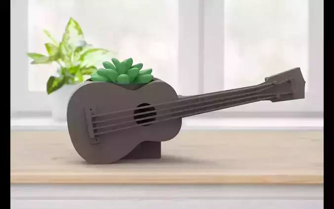 GUITAR SUCCULENT VASE PLANT 3D print model