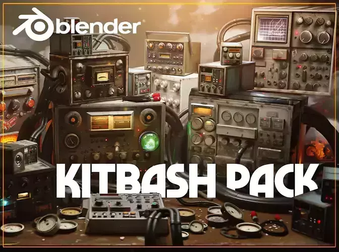 Control Panels Kit-Old radio-Retro computer-Kitbash Pack