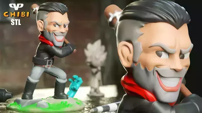 Negan Walking Dead Chibi STL for 3D Printing ChibiSTL 3DXM
