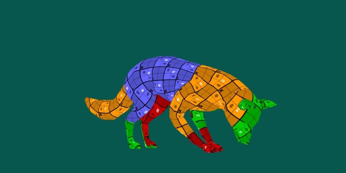 Red Fox Animals Low-poly 3D model_7