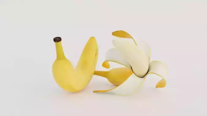 Realistic Banana Low-poly 3D model