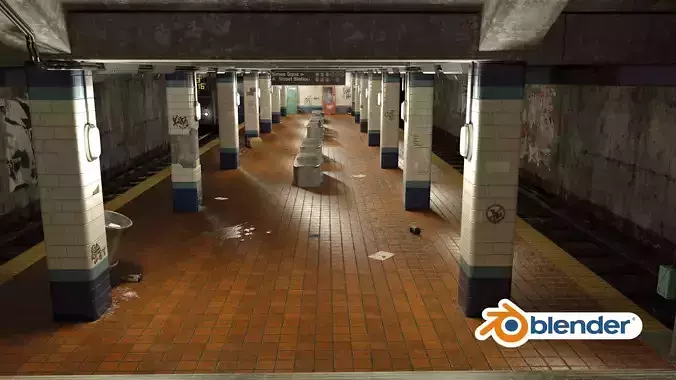 Old Subway Station Blender Scene - Textured Materials UV 3D model Old Subway Station Blender Scene - Textured Materials UV 3D model