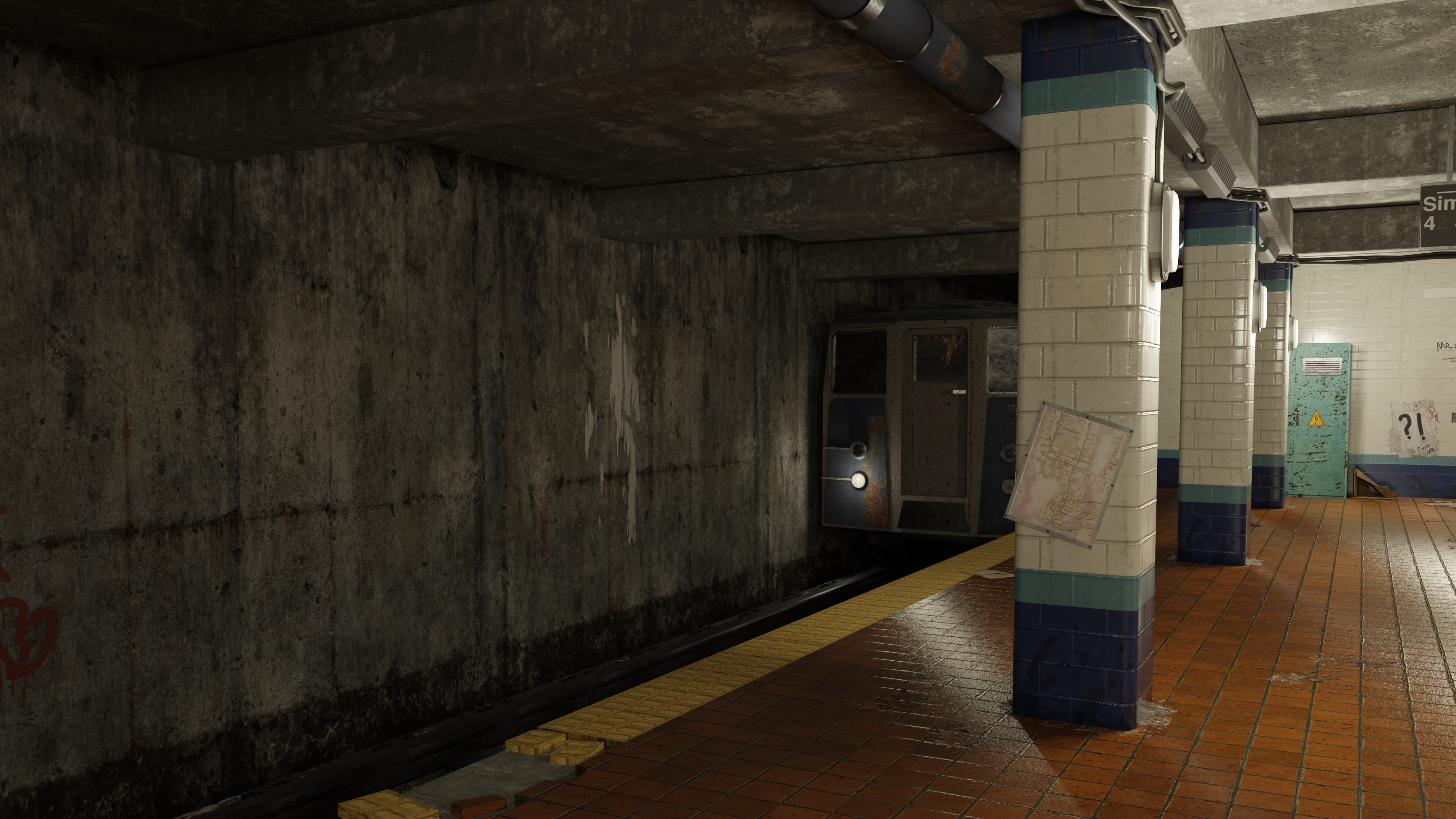 Old Subway Station Blender Scene - Textured Materials UV 3D model_7